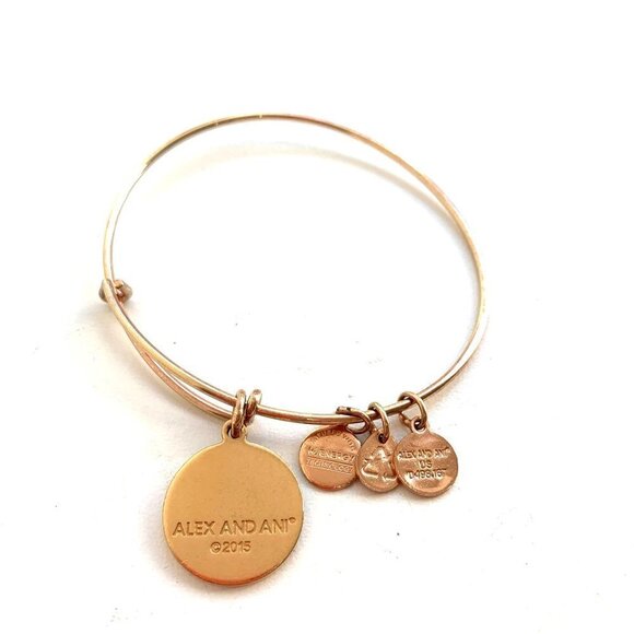 Alex and Ani Snowflake Charm Bracelet Gold Finish - Expands 2"- 3.5" - Picture 2 of 2